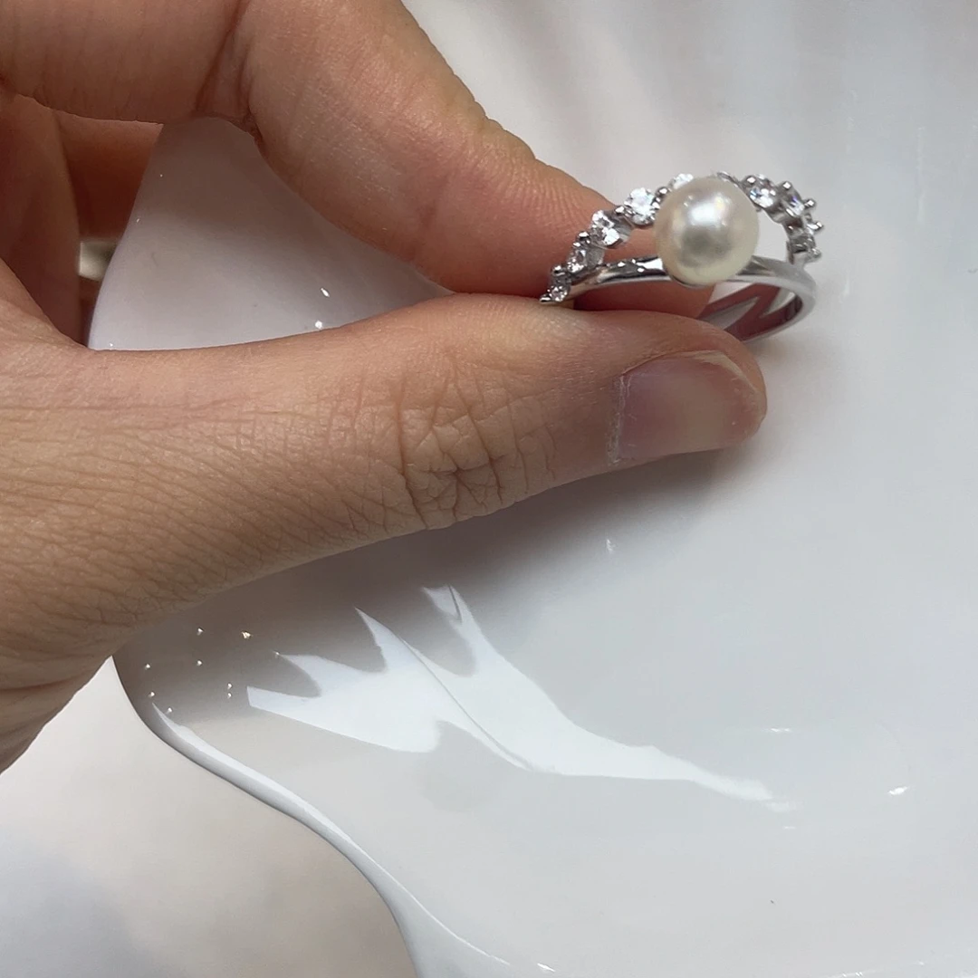 戒指银S925镶嵌海水珍珠