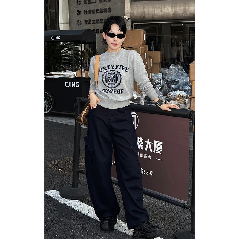 CJING2025秋季新款96449时尚图案圆领打底长袖衫女装卫衣