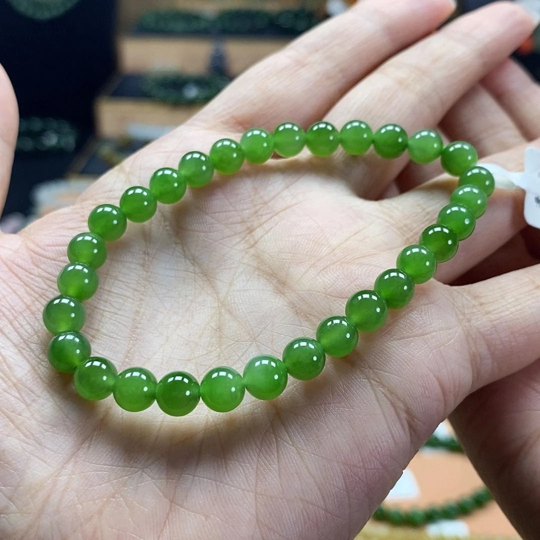 颈饰未镶嵌和田玉（碧玉）6mm果绿