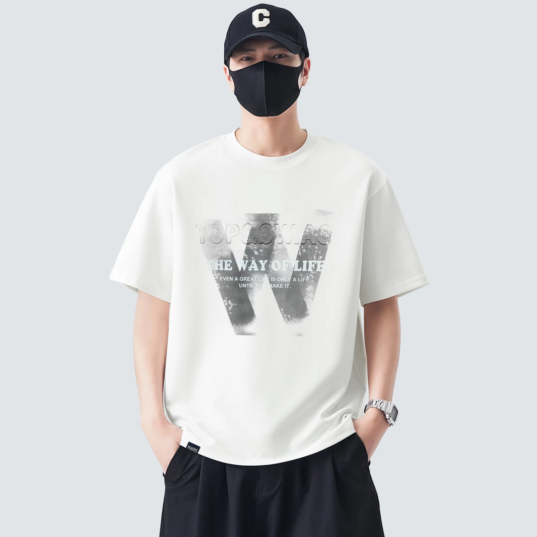 MARK FAIRWHALE/马克华菲莱赛尔冰丝短袖t恤男夏薄款潮流钢印体恤