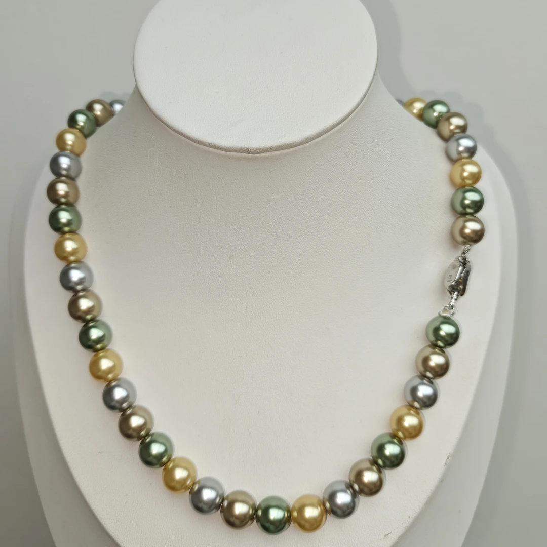 南海三件套马卡龙糖果色混彩元宝扣项链