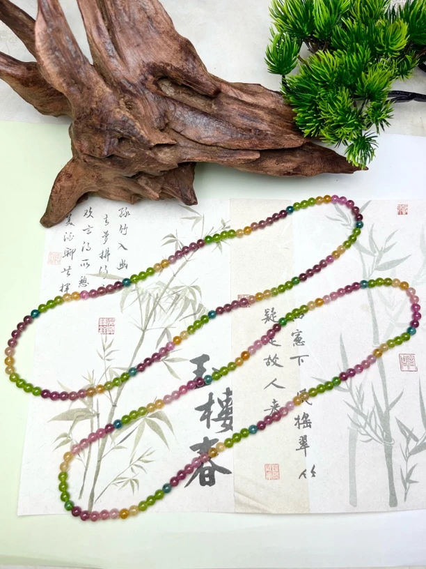 YS54-彩虹三圈碧玺手串5mm+多样性发其一