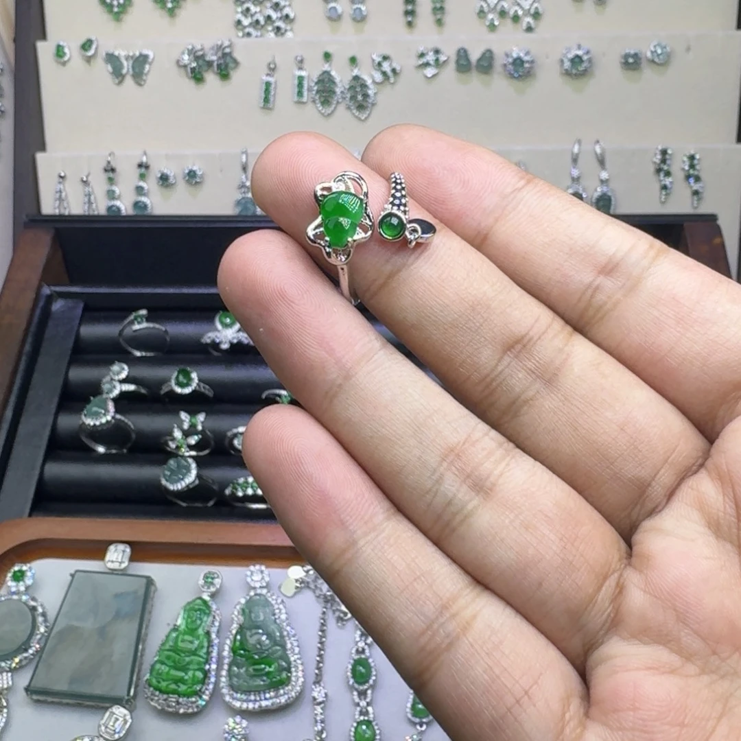 翡翠银S925镶嵌耳饰85