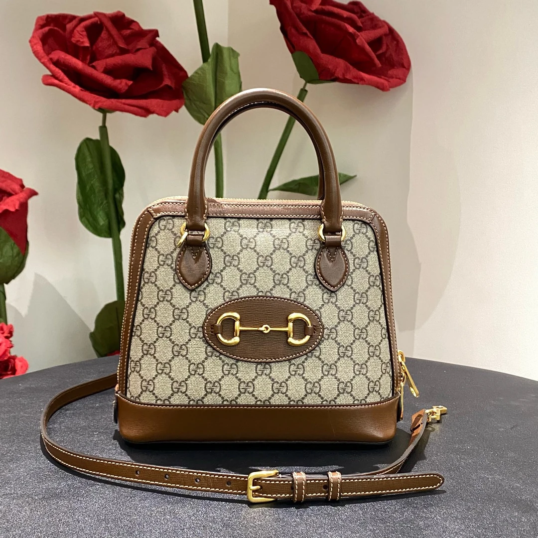 99新 GUCCI/古驰 老花金棕贝壳包斜挎包