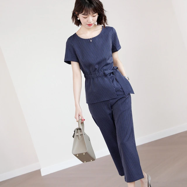 优雅干练显瘦气质条纹套装FS2204 262512