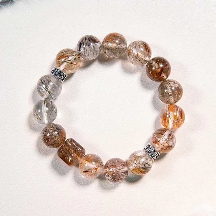 【全能超七】原创黑金超七方糖水晶东海水晶手串简约时尚手串L1153