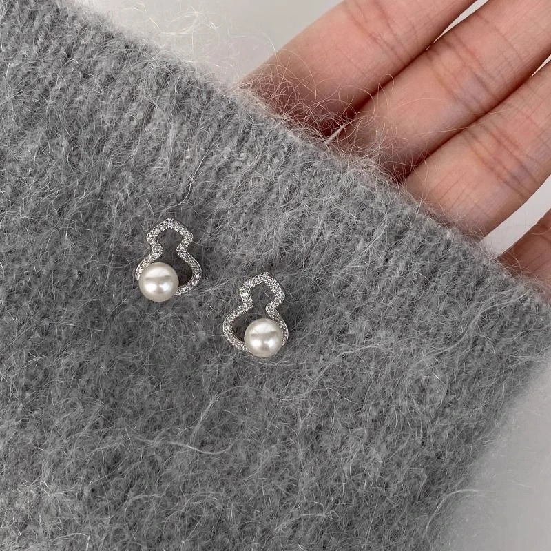 新中式葫芦耳钉小众设计高级感微镶耳环女2025新款日常百搭耳饰