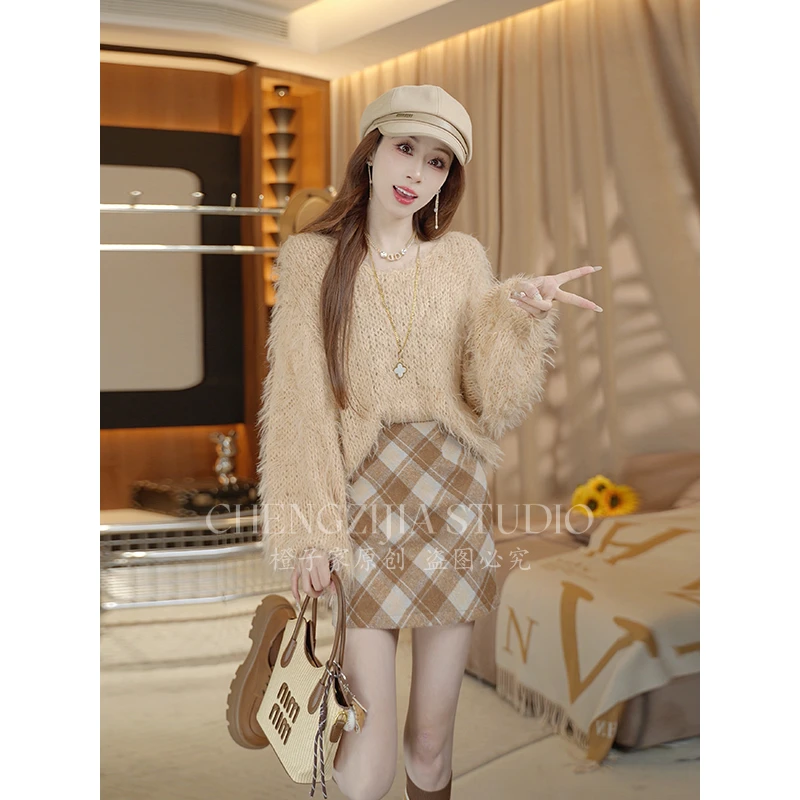 【裴诗婷】MY00092慵懒风短款宽松毛衣