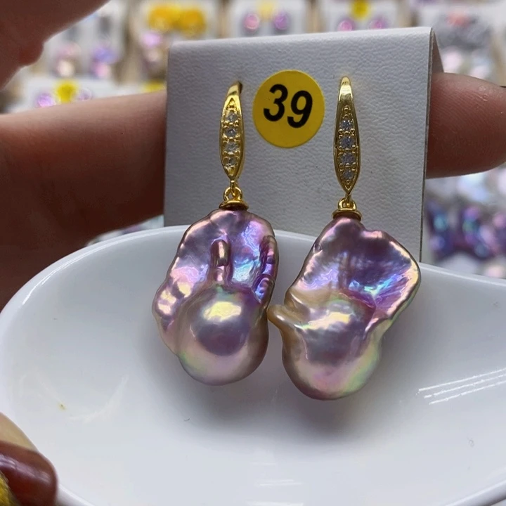 银S925镶嵌耳饰淡水珍珠