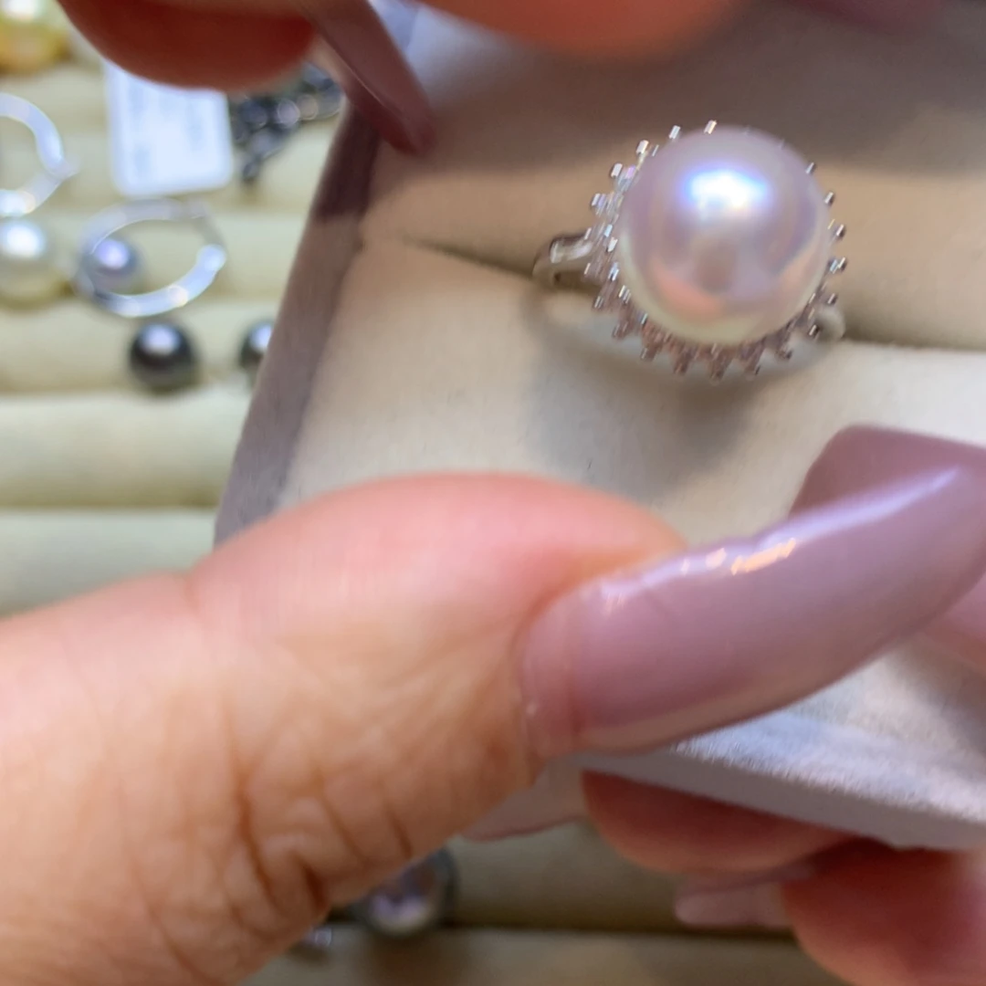 银S925镶嵌戒指海水珍珠