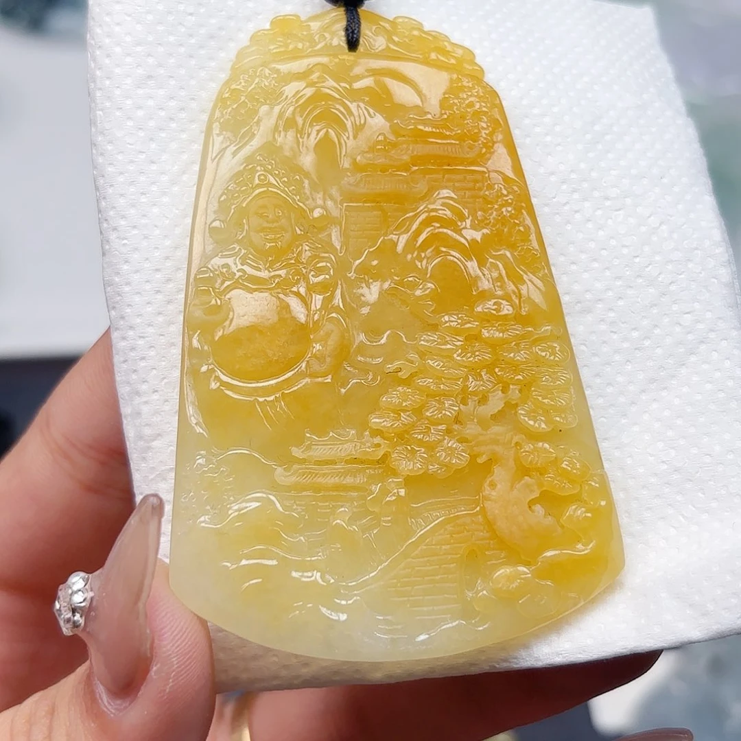 翡翠未镶嵌颈饰财神