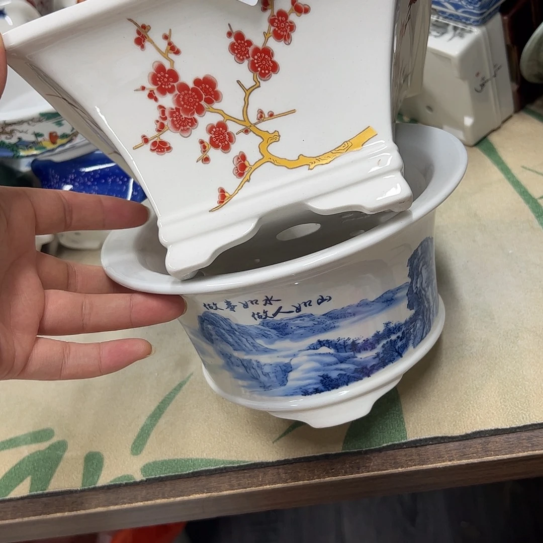 紫砂花盆791号瑕疵2个口边黑点口不正处理介意勿拍