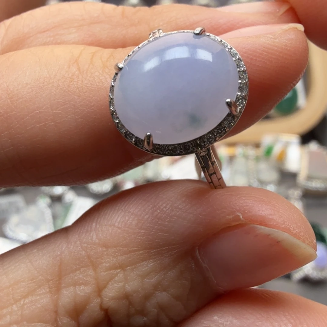 翡翠银S925镶嵌戒指8080