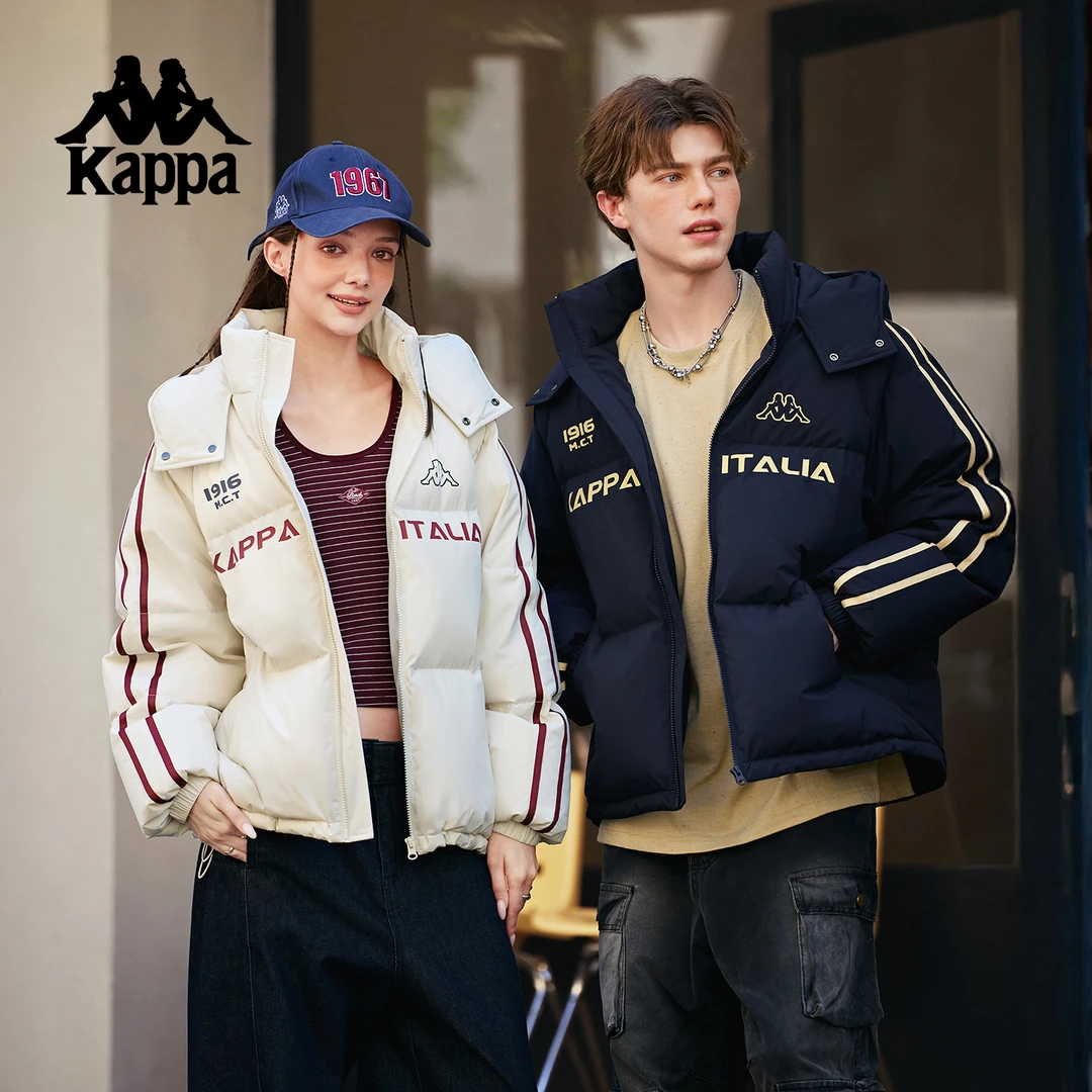 Kappa/卡帕厚款潮流情侣冬季保暖长袖连帽宽松加厚羽绒服