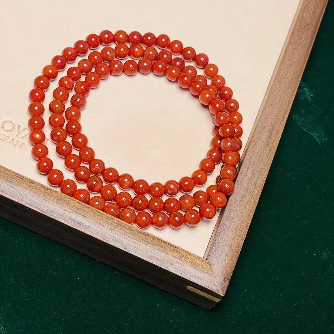 6mm圆珠108多圈，火焰纹牛血红，多样性发货发其一