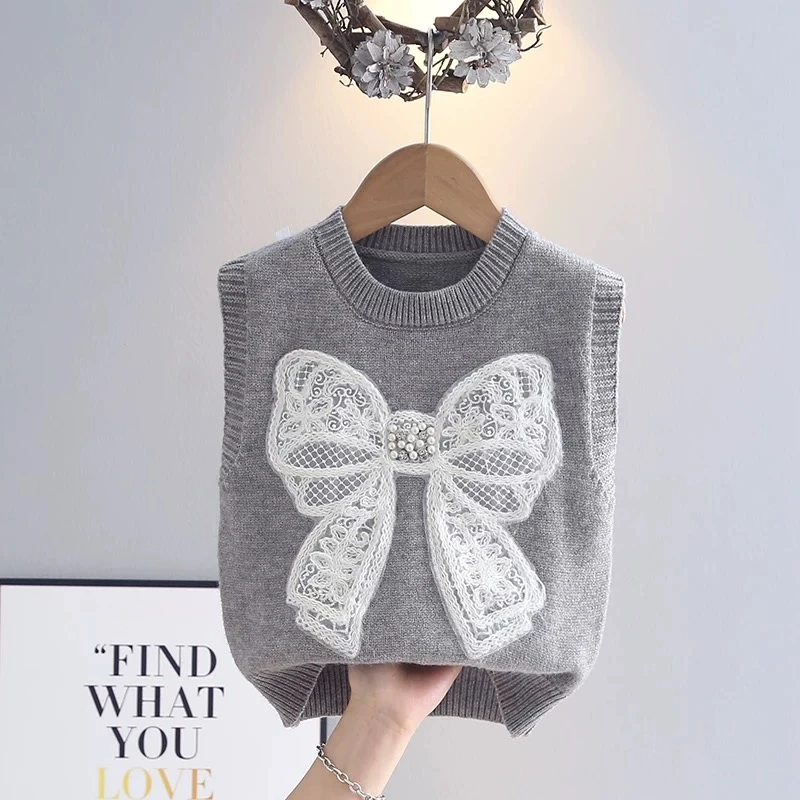 2025韩版女童针织马甲春装新款儿童马夹洋气宝宝背心外穿女孩坎肩