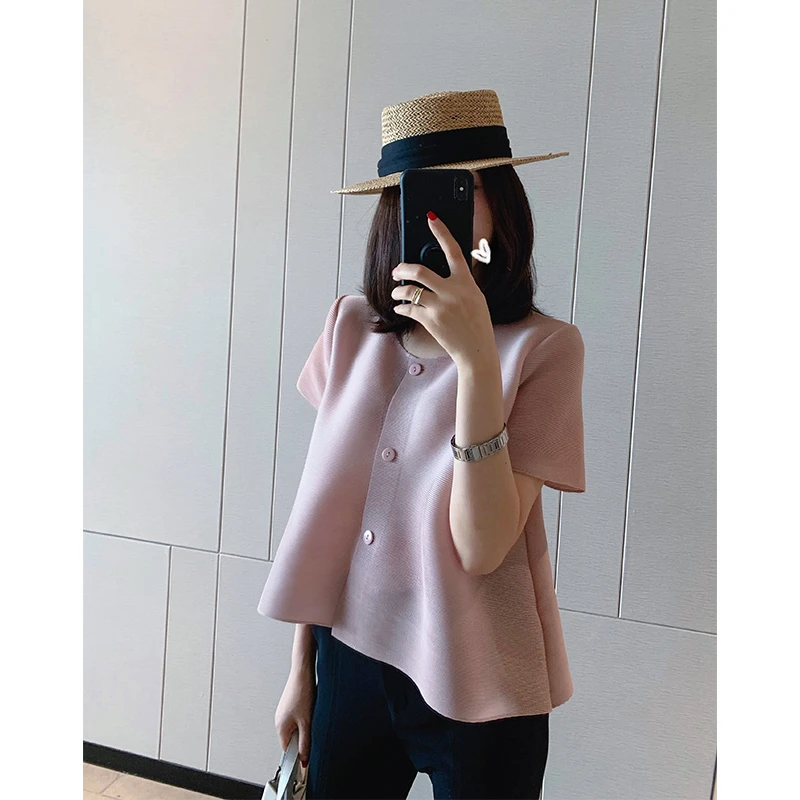 MYL 三*宅风圆领A摆2023夏季新品短袖上衣防晒衫短外套