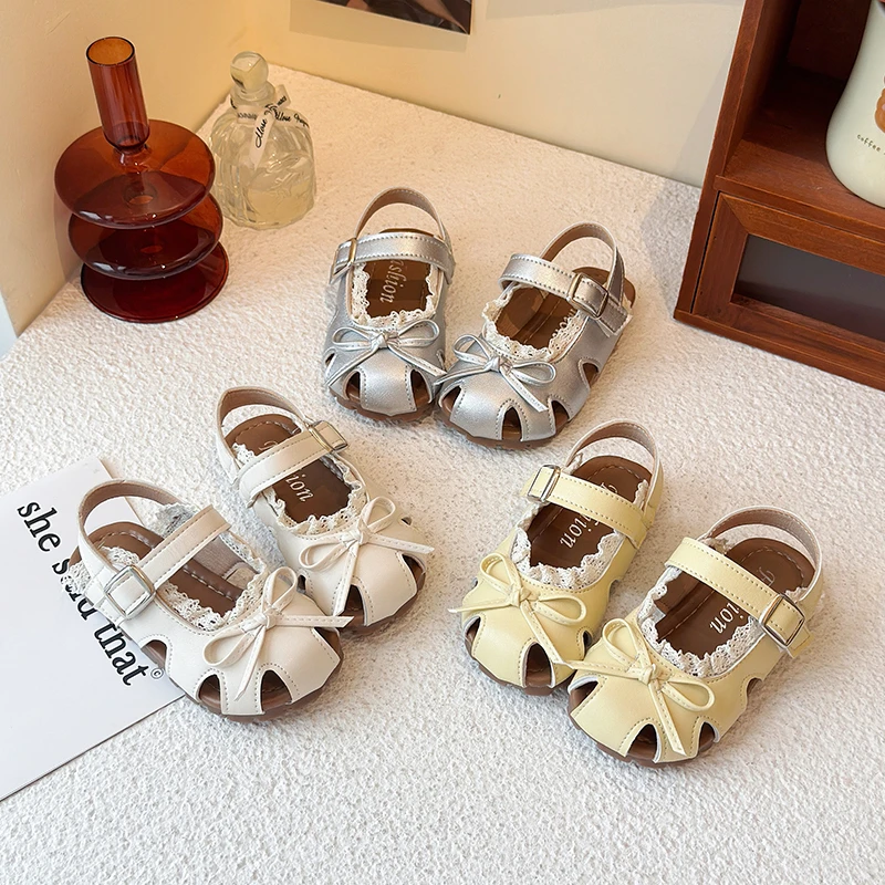 女童凉鞋2025夏季新款时尚蕾丝花边公主风凉鞋女宝洋气百搭沙滩鞋