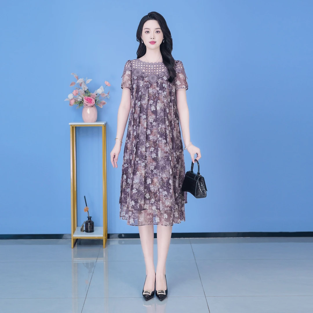 【SJYH1989】2025年夏季新款时尚优雅减龄连衣裙显瘦气质