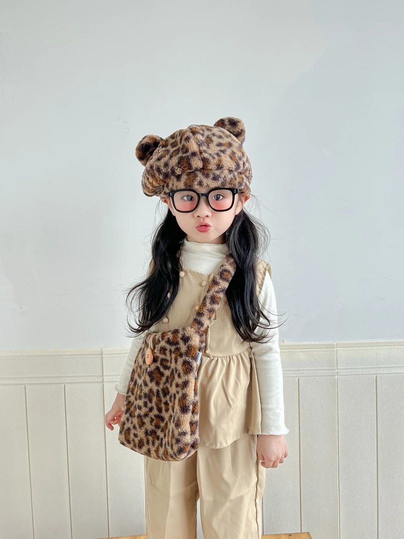 儿童男宝女宝秋冬新款洋气百搭贝雷帽子宝宝套装潮保暖可爱八角帽