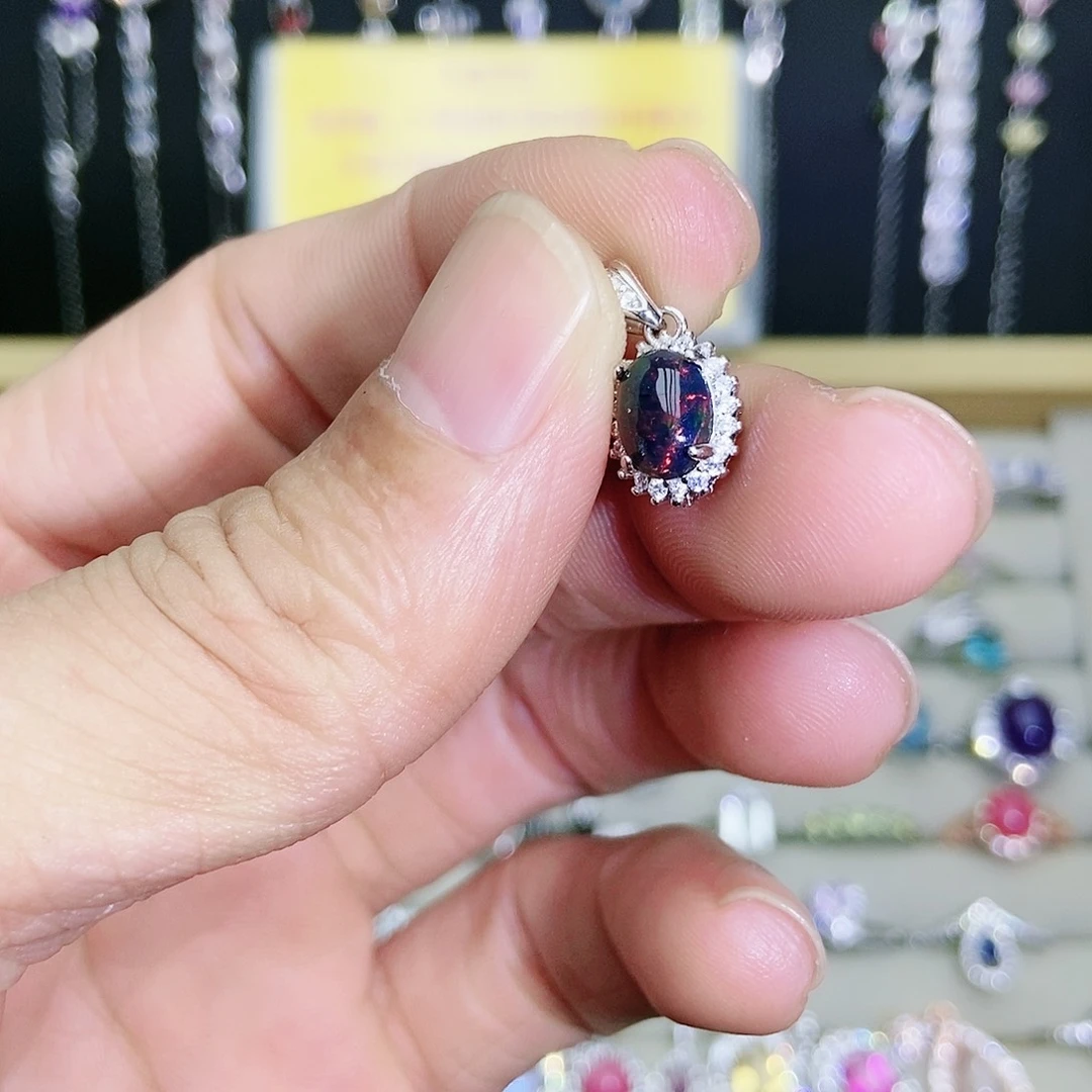 【闪购商品】银S925镀金镶嵌欧泊吊坠(不含链)