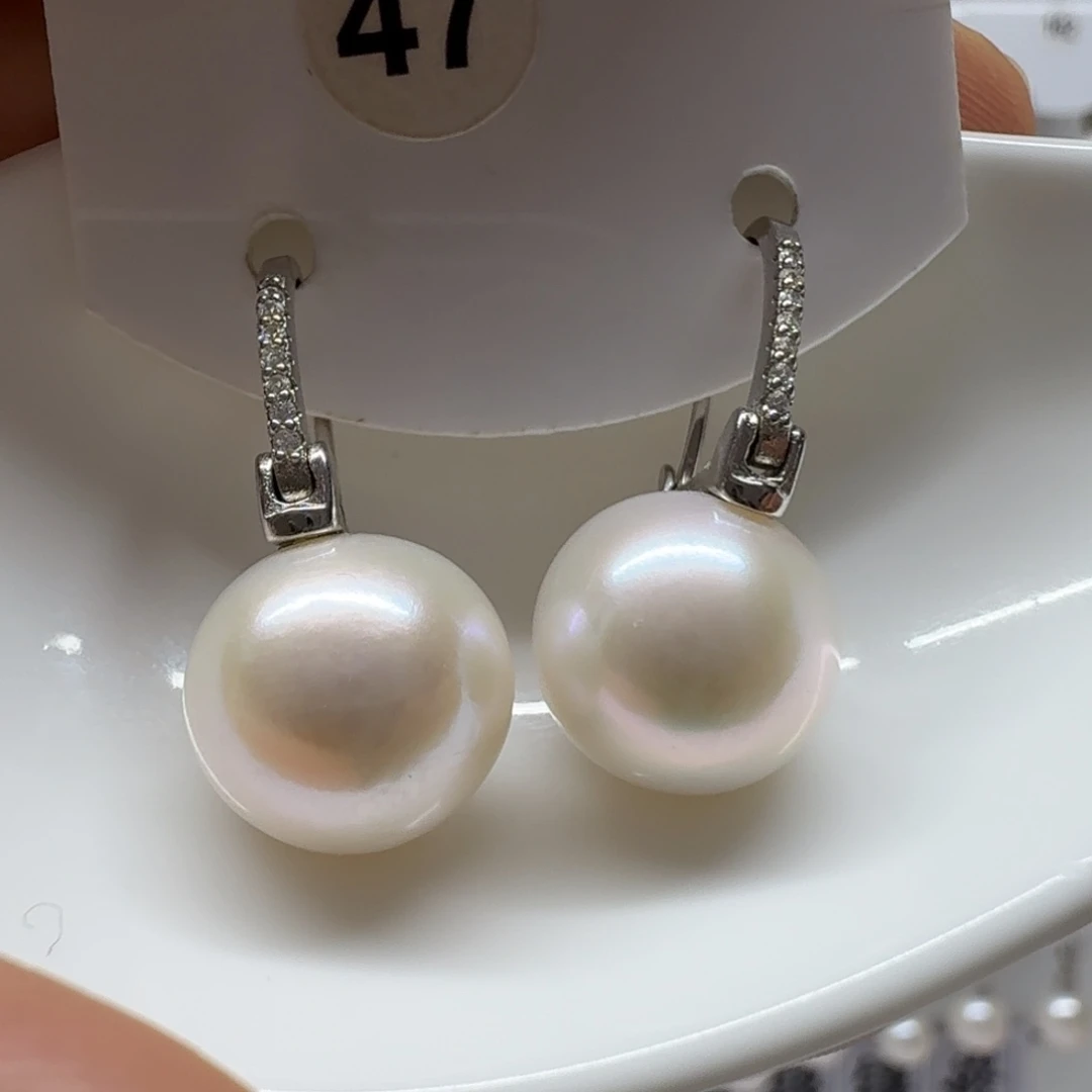 E***n银S925镶嵌耳饰淡水珍珠珍珠