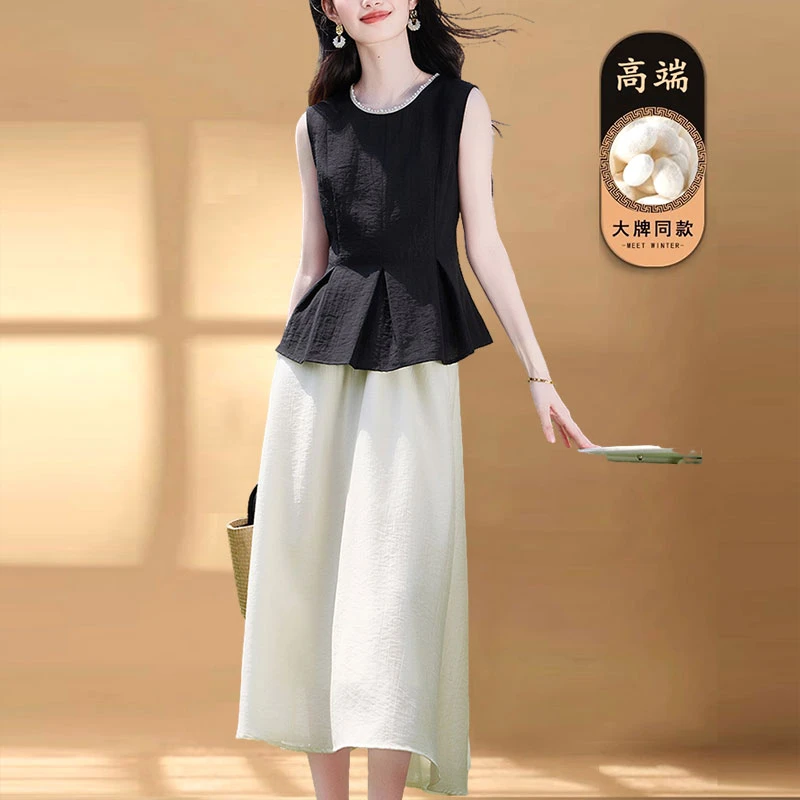 高级感温柔风套装女2025夏新款气质减龄上衣洋气显瘦半身裙两件套