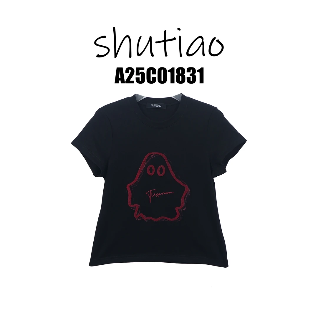 【SHUTIAO】2025夏季：新款小众设计款T恤A25C01831