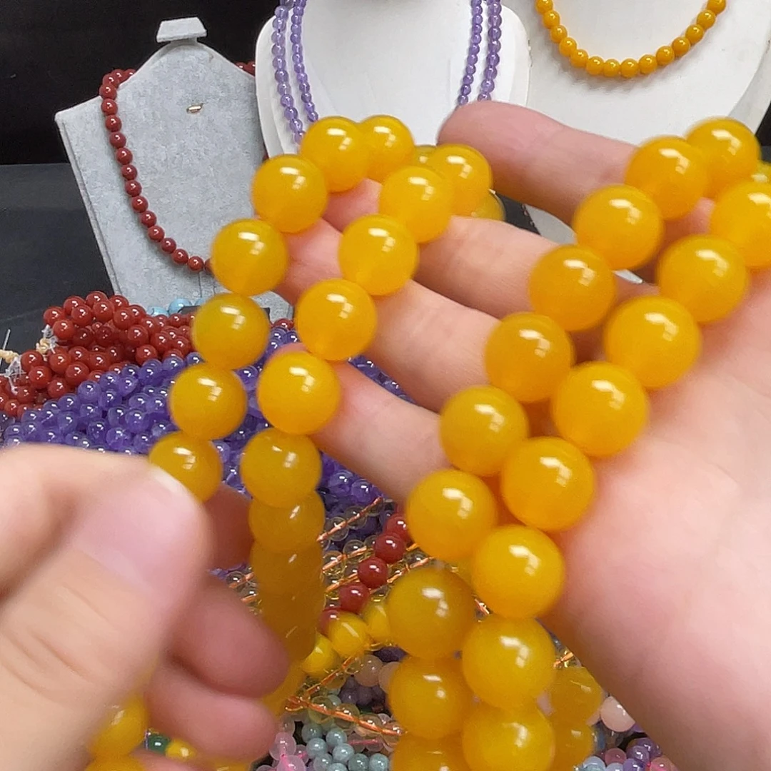 玛瑙/玉髓未镶嵌半成品黄玛瑙12m