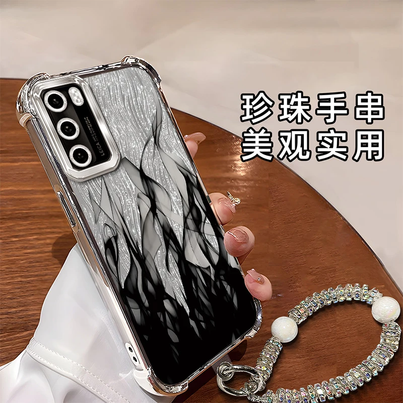 适用于【华为】P40新款创意潮流黑色火焰时尚防摔手机壳