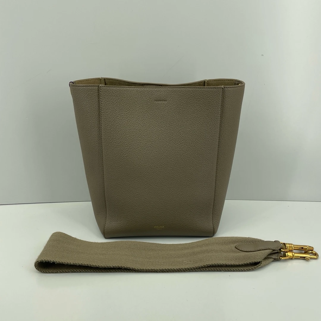 95新 Celine/思琳 优选/灰色小号水桶包21年新标 21×25×12 Z02269