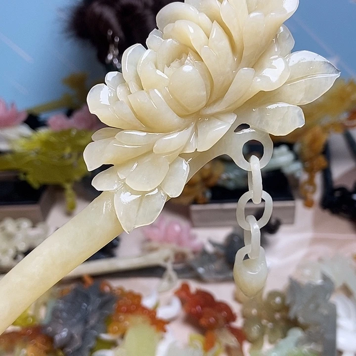 春***歌岫玉未镶嵌发簪发簪