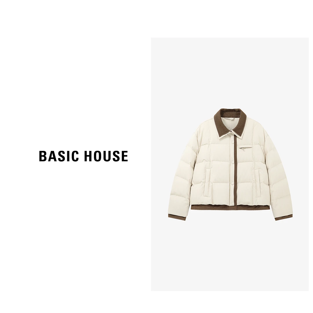 Basic House/百家好冬季保暖时尚设计感羽绒服（短款）-B0625B5IGA2