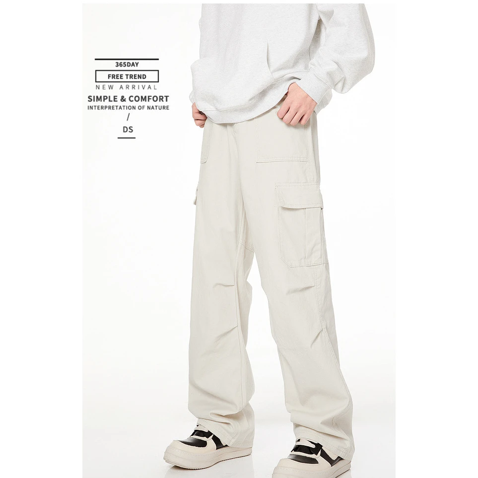 美式高街潮牌运动直筒工装裤男士早秋潮流宽松伞兵百搭阔腿休闲裤