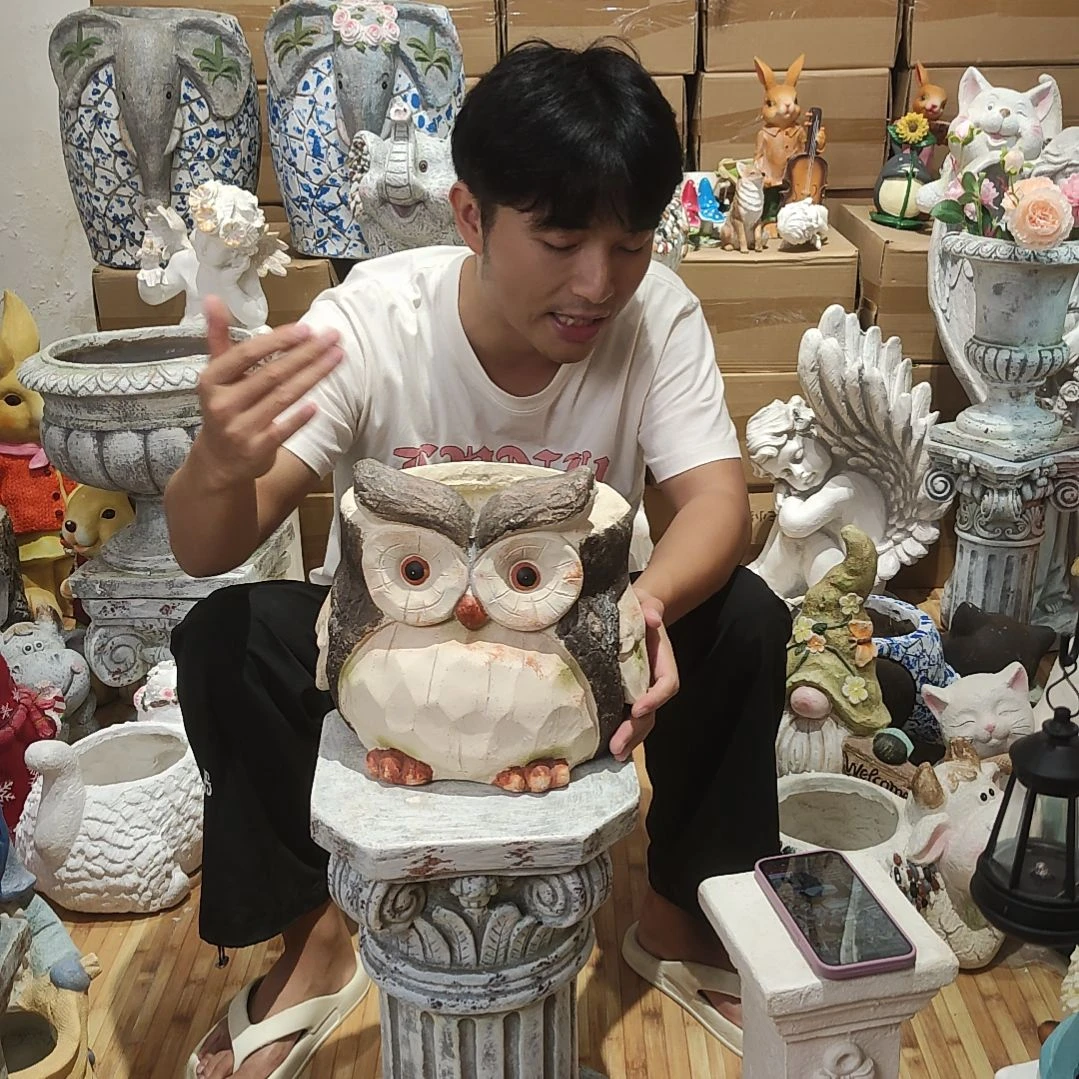 合成树脂猫头鹰花盆