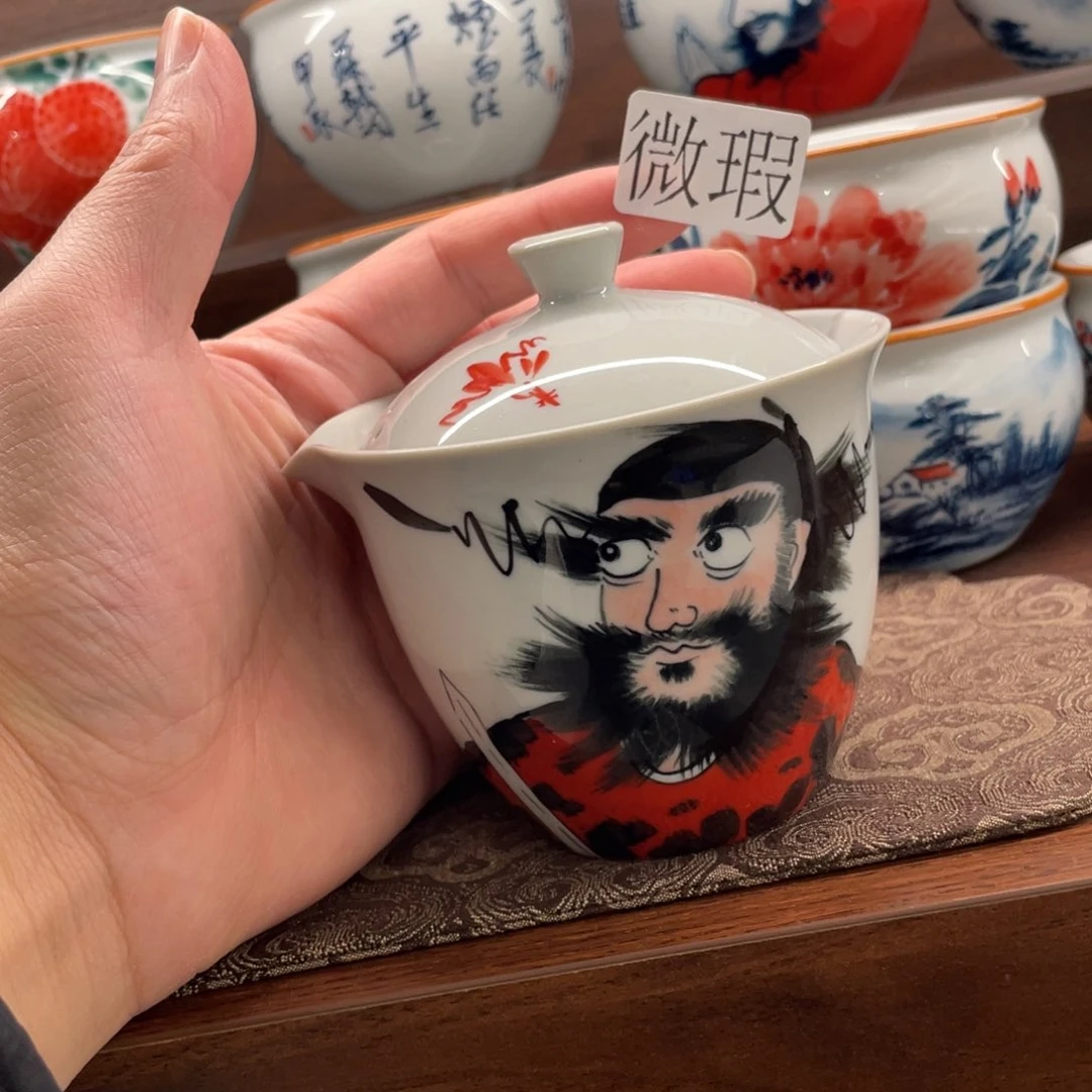 釉下手绘茶具微瑕