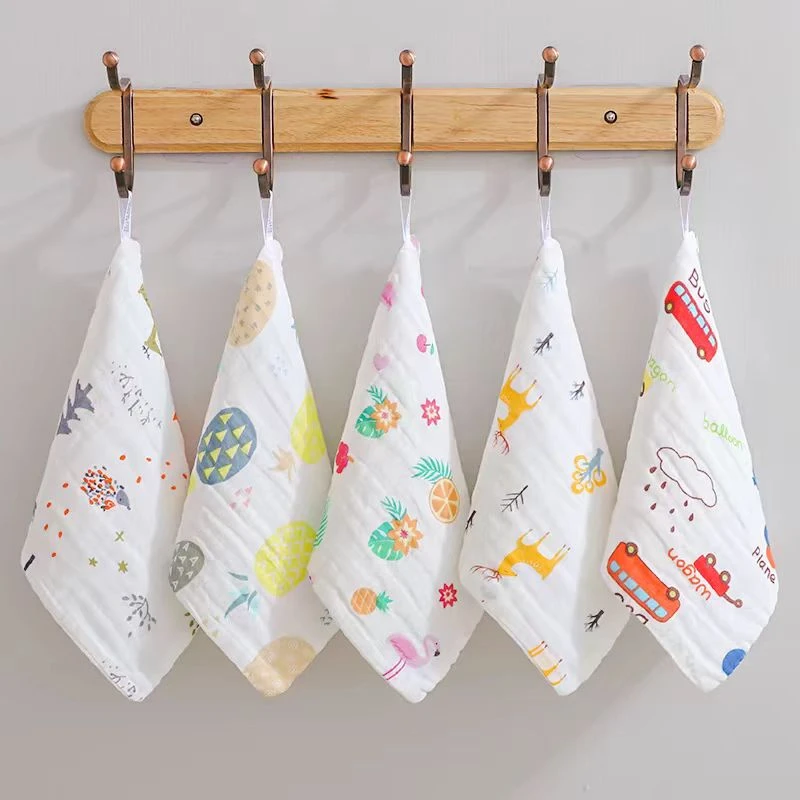 6条装 纯棉泡泡纱口水巾宝宝婴 儿 小方巾