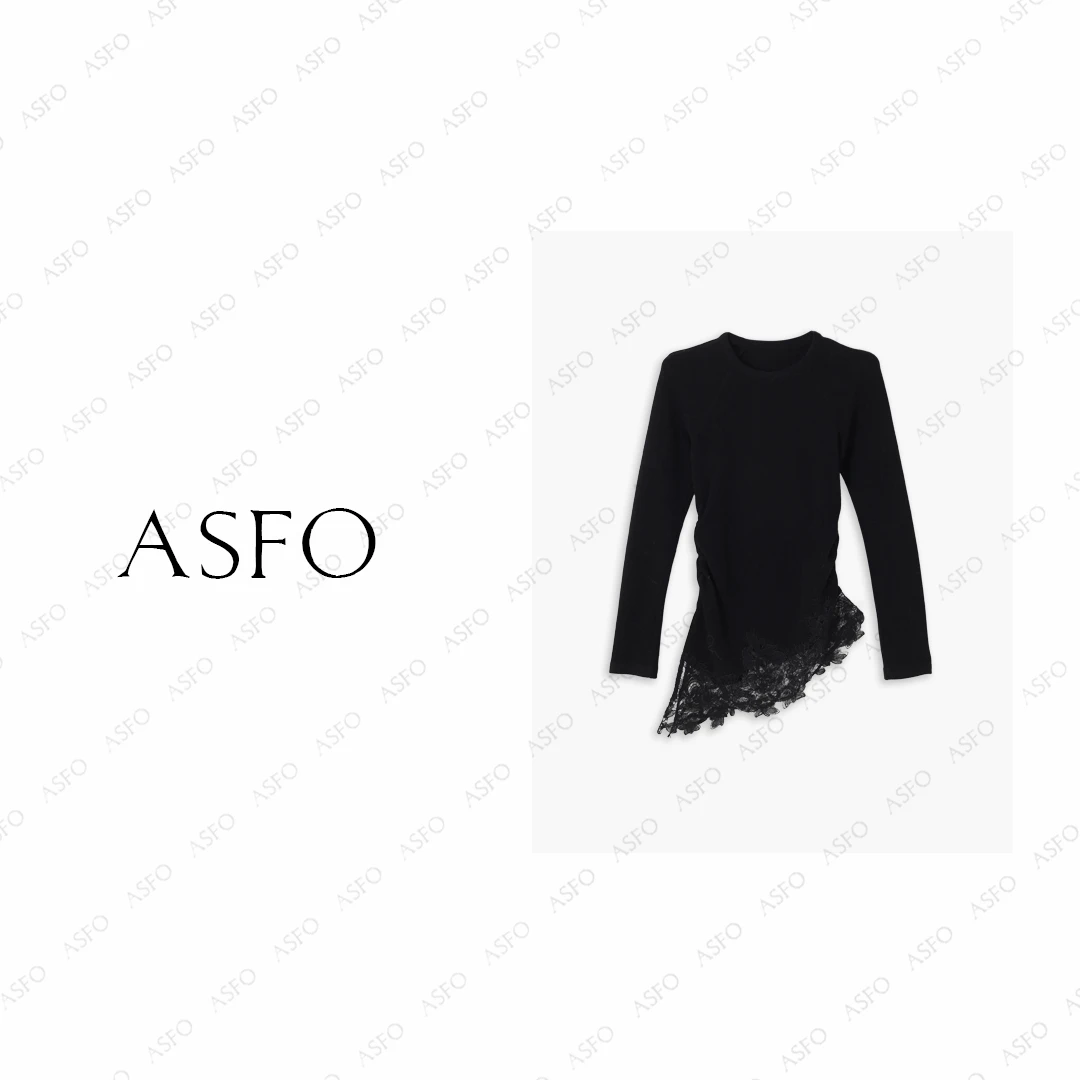 【AS纤体】25新定制抗菌磨毛修身不规则蕾丝打底衫AS25DDS05092