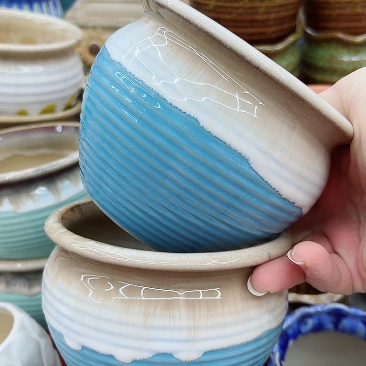 多肉绿植陶瓷花盆9.9包邮，有孔