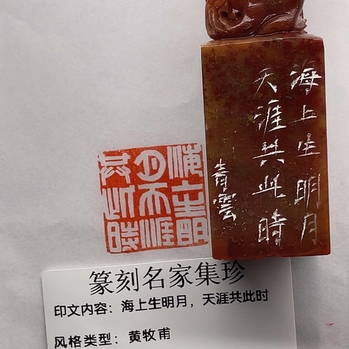 同***士寿山石印石海上生明月，天涯共此时（陈青云）