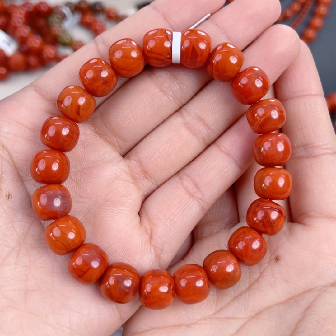 南红玛瑙未镶嵌瓦西柿子锦火焰老型单圈10mm