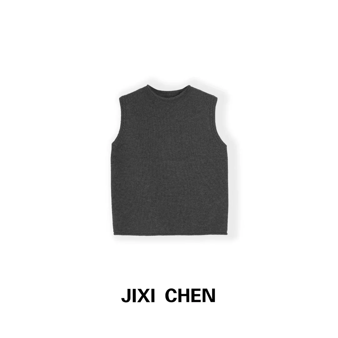 【JIXI CHEN】设计师款牦牛绒卷边小背心MC-K70523