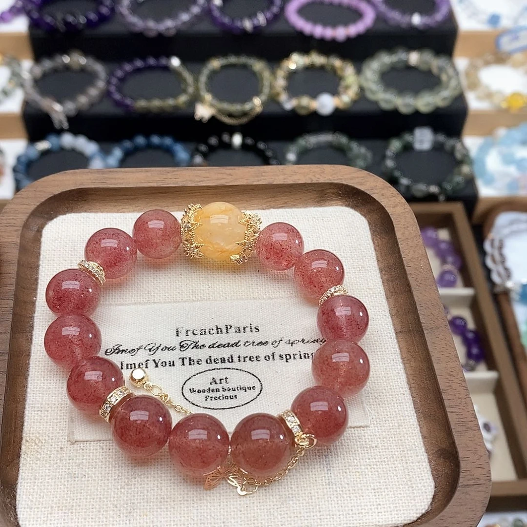 水晶手链未镶嵌莱**?草莓晶手串