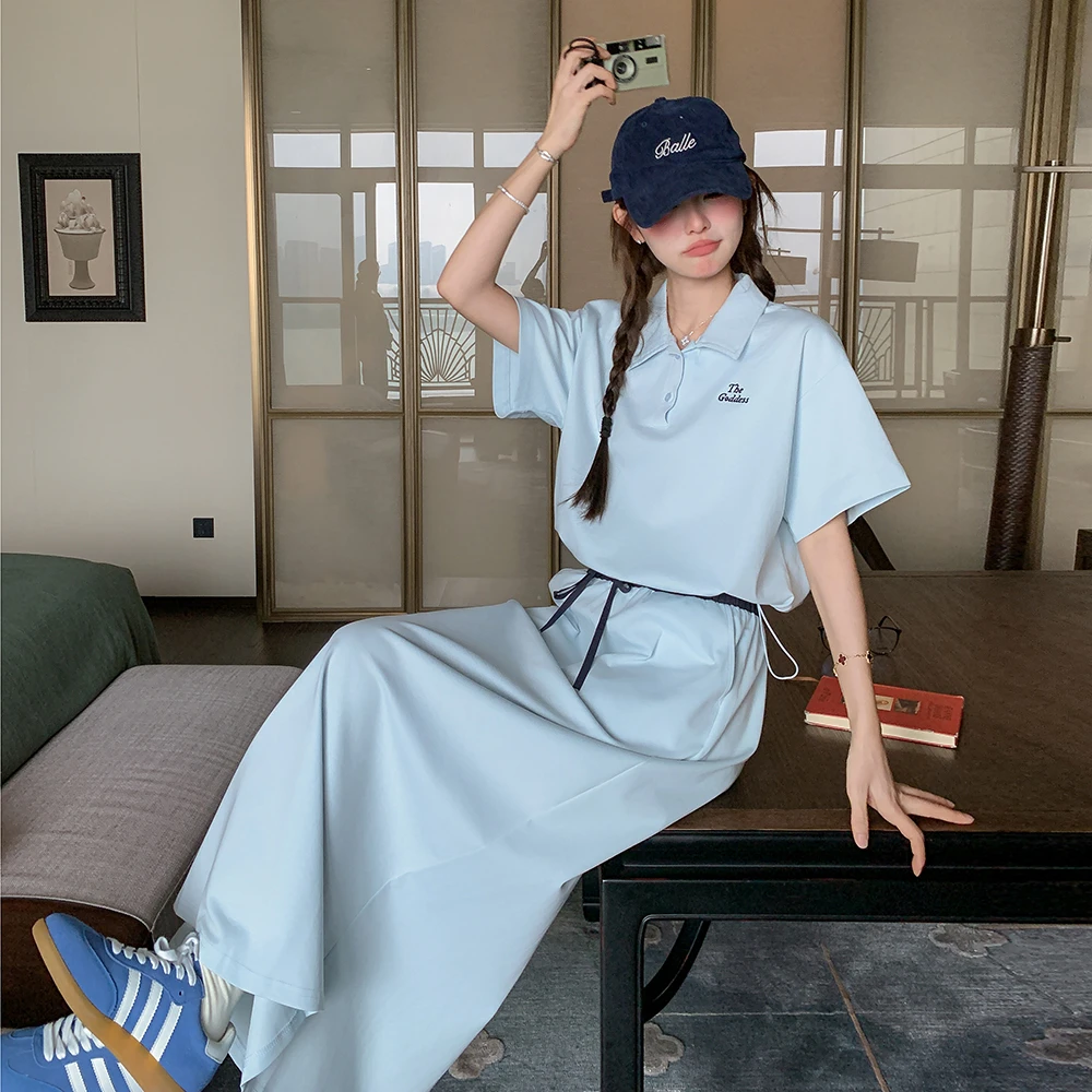 韩系休闲运动套装裙女2025新款夏季穿搭超火减龄卫衣半身裙两件套