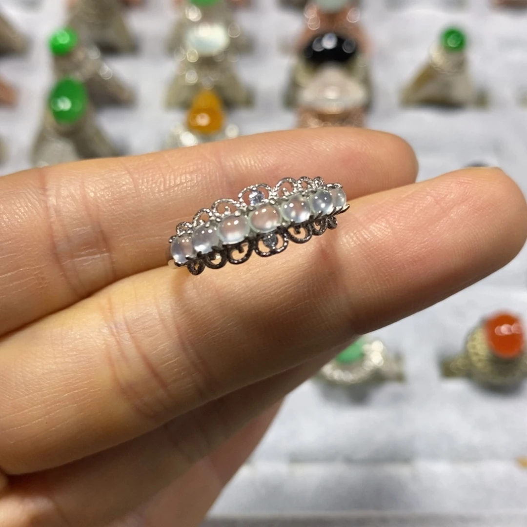 银S925镶嵌戒指翡翠戒指