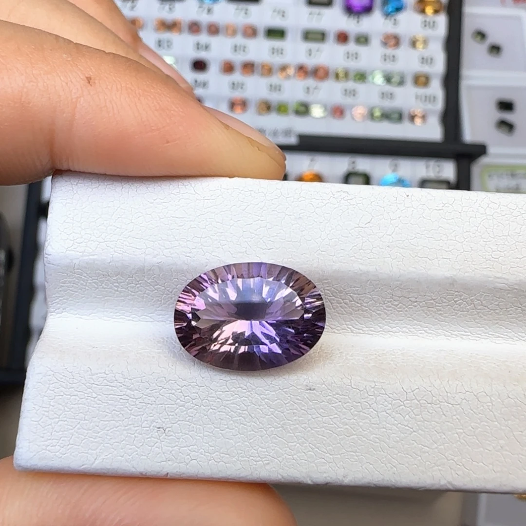 水晶珠宝半成品未镶嵌紫黄晶5.72克拉