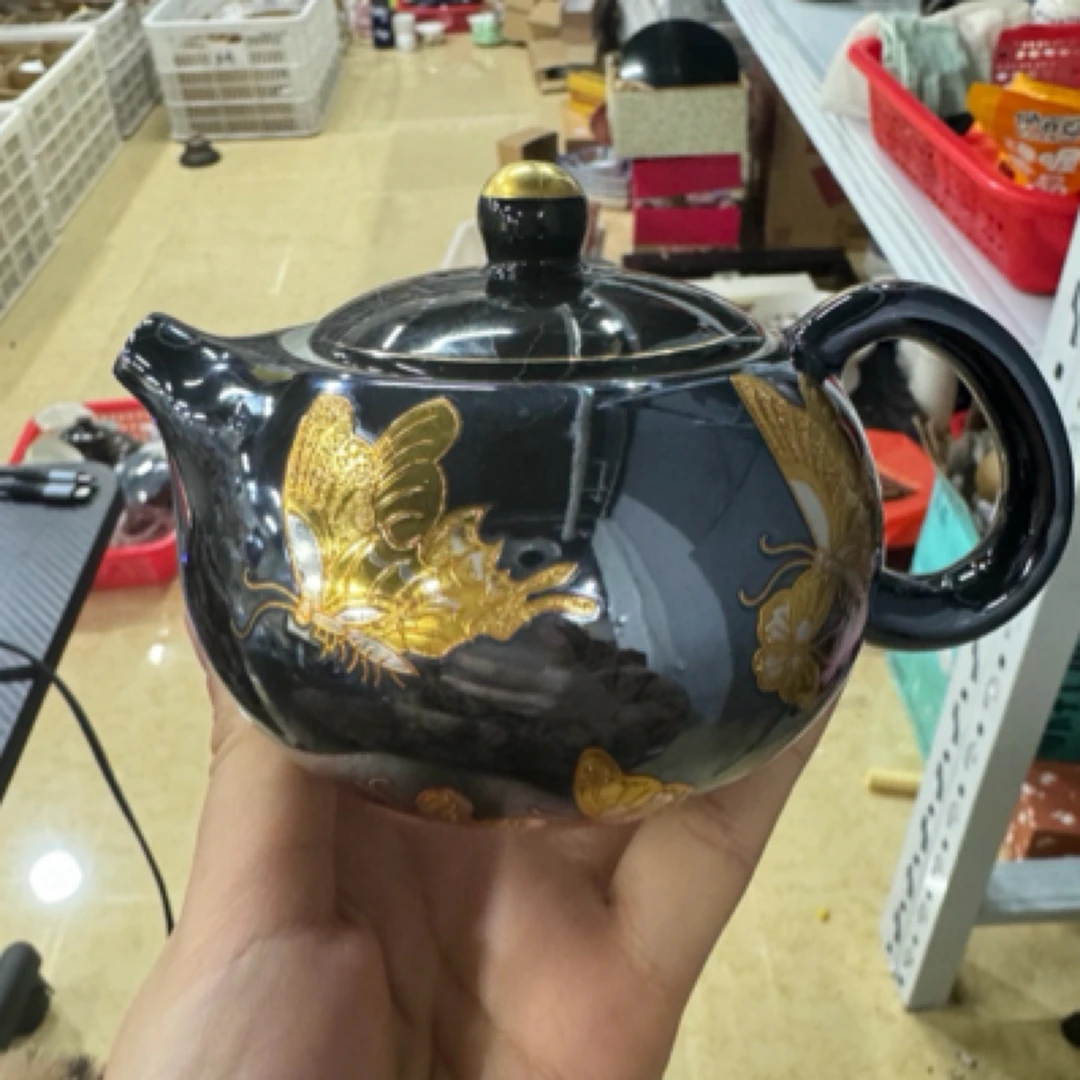 日式回流黑金蝴蝶茶壶