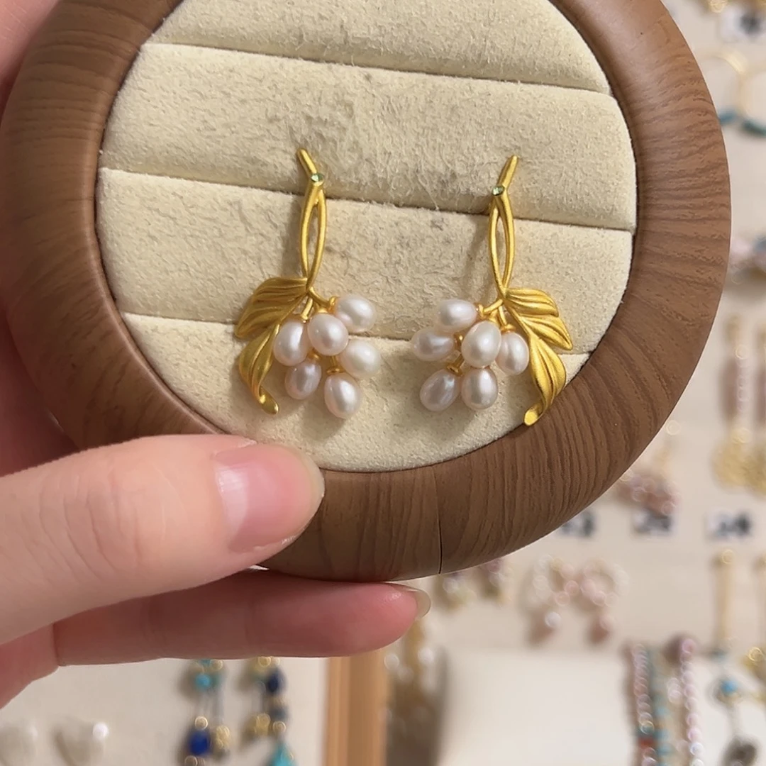 淡水珍珠耳饰银S925镶嵌