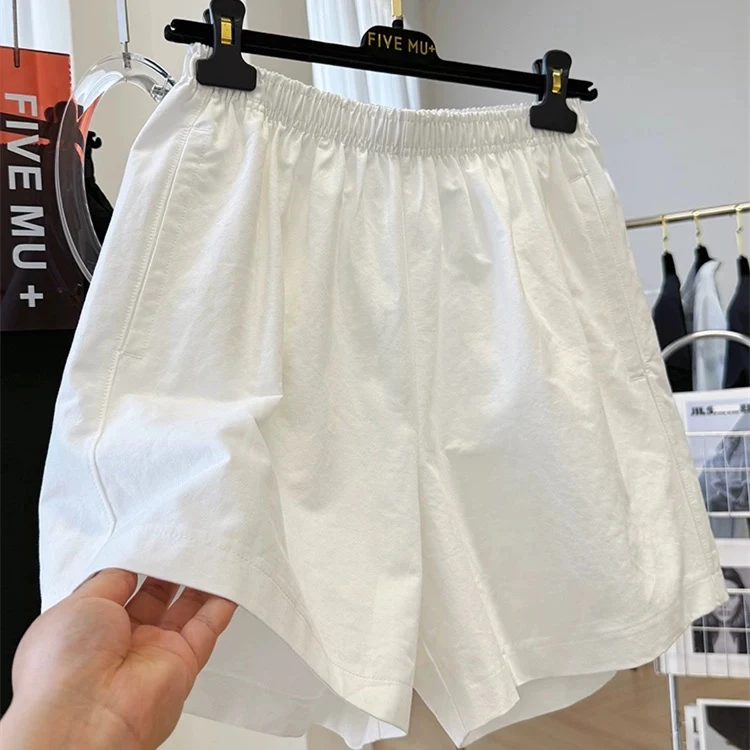2025新款超好看松紧腰休闲短裤女夏季韩系宽松直筒A字外穿裤子薄