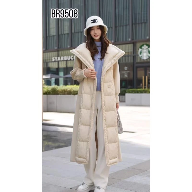 【D9508】时尚轻奢拼接羽绒服大衣外套女